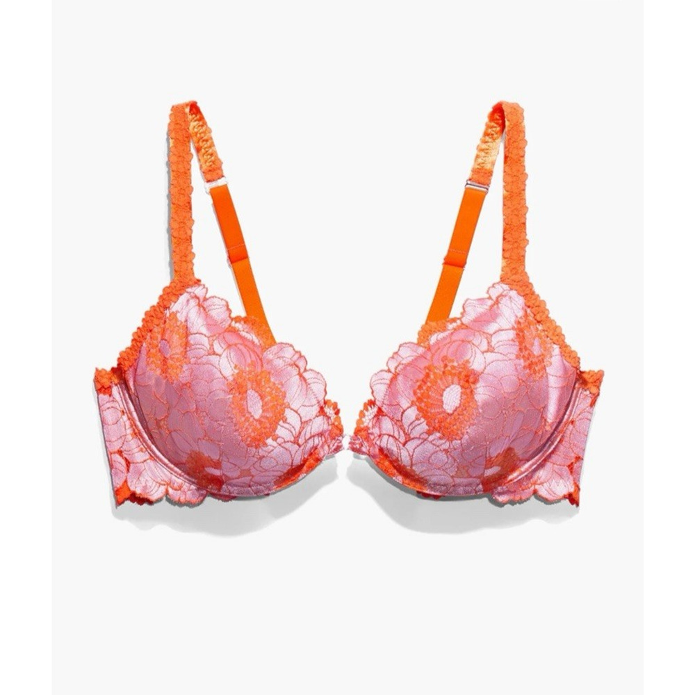 Savage X Fenty Demi Bra 44DD Perfect Poppies Pearly‎ Purple Orange Unlined Lace